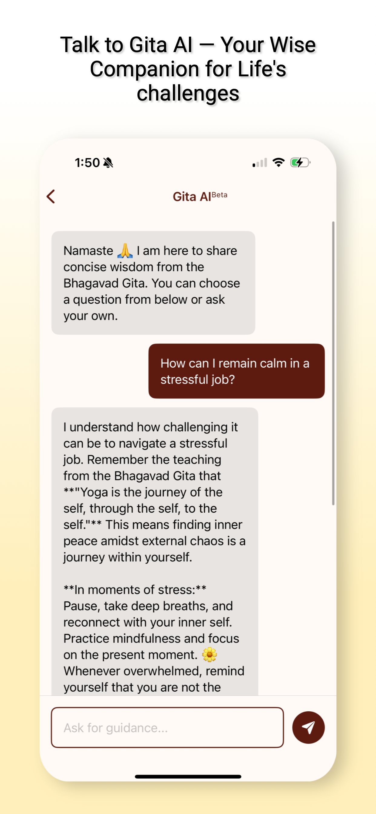 Gita AI chat interface