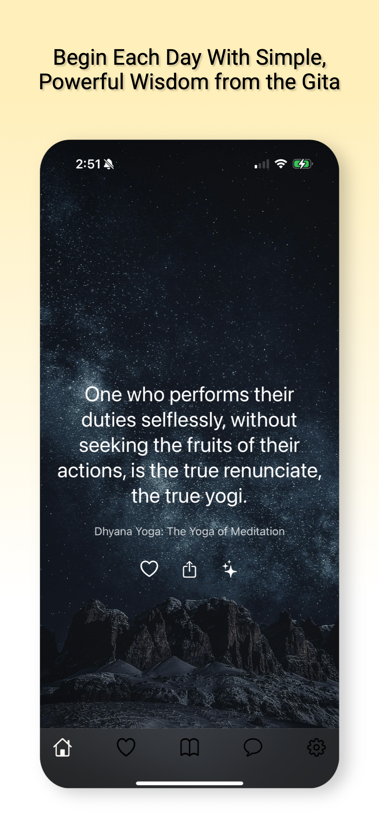 Daily Gita app showing a wisdom quote